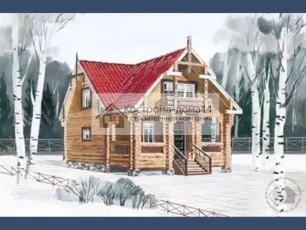 Внешний вид: баня из бревна 9,8×6,8, проект ББ-16