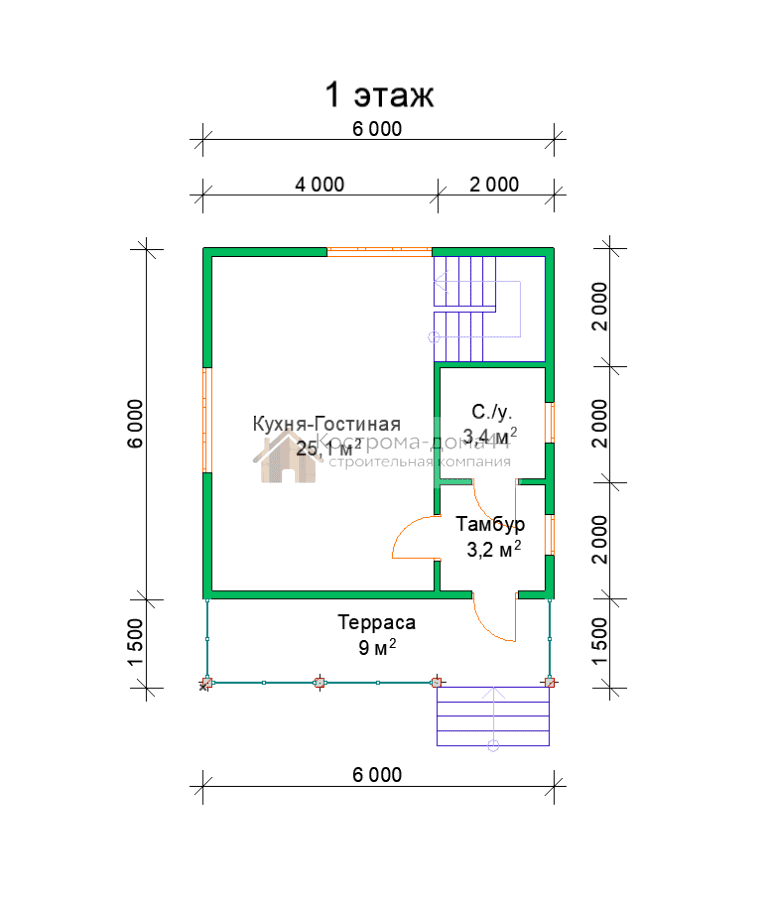Дом из бруса 6х7,5 — проект ДБ-5, вид 4