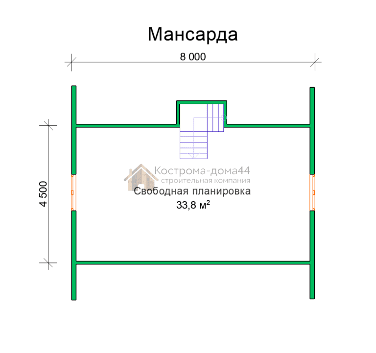 Дом из бруса 8х8,5 — проект ДБ-6, вид 5