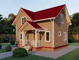 Внешний вид, ракурс 3: дом из бруса 7,5×9, проект ДБ-26