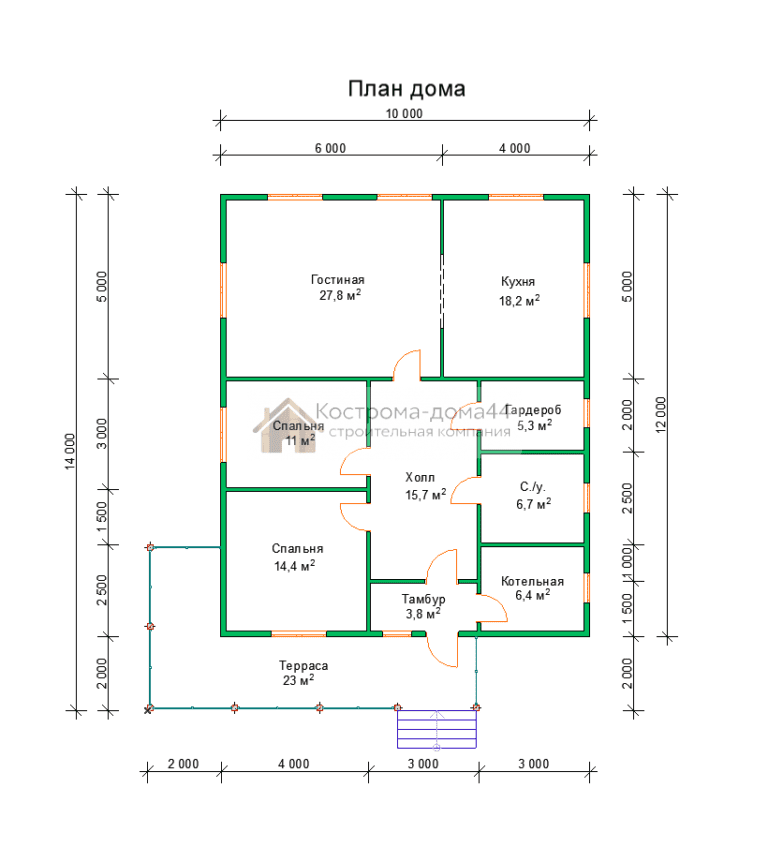Дом из бруса 10х14 — проект ДБ-31, вид 4