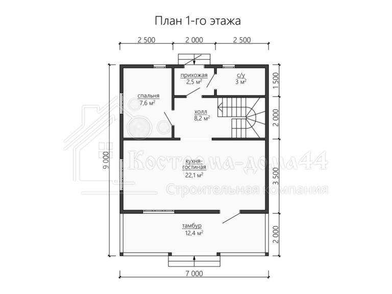 Дом из бруса 9x7 — проект ДБ-32, вид 2