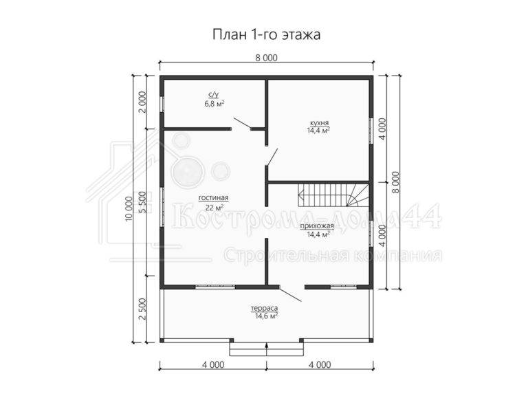 Дом из бруса 10x8 — проект ДБ-33, вид 2