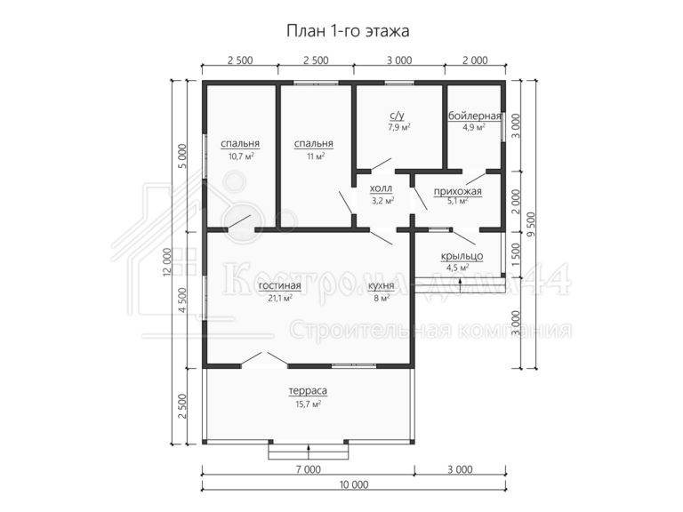 Дом из бруса 12x10 — проект ДБ-34, вид 2
