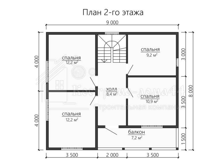Дом из бруса 9x8 — проект ДБ-35, вид 3