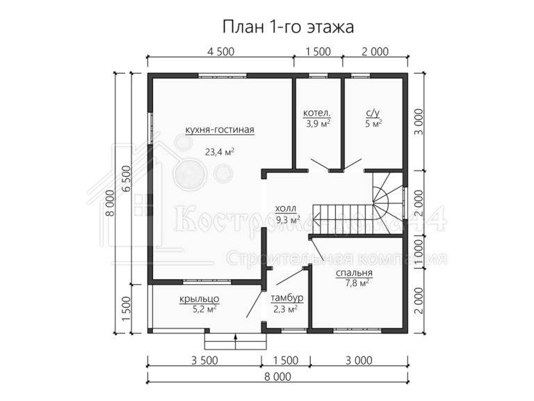Дом из бруса 8x8 — проект ДБ-36, вид 2