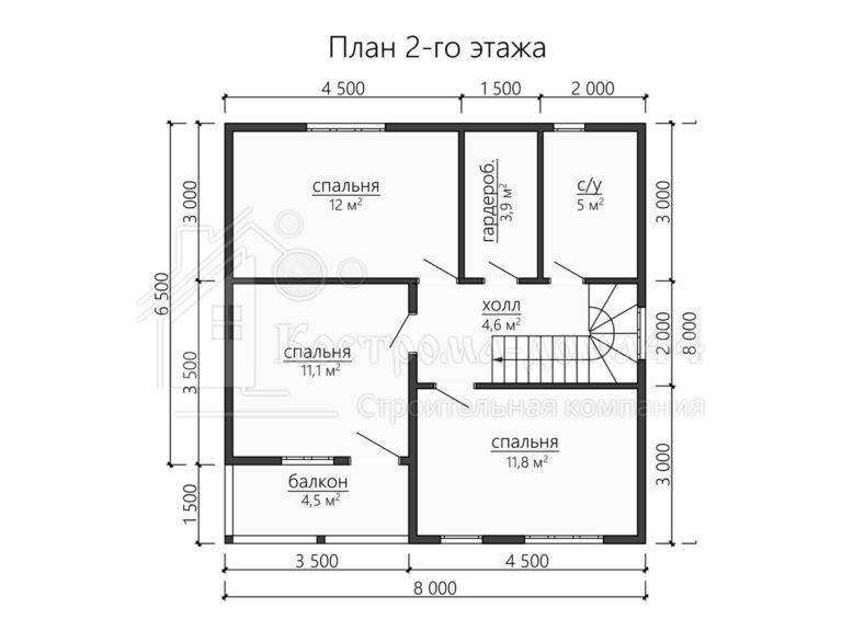 Дом из бруса 8x8 — проект ДБ-36, вид 3