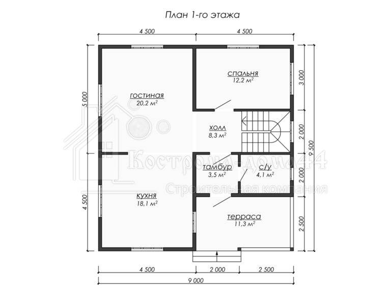 Дом из бруса 9,5x9 — проект ДБ-38, вид 2