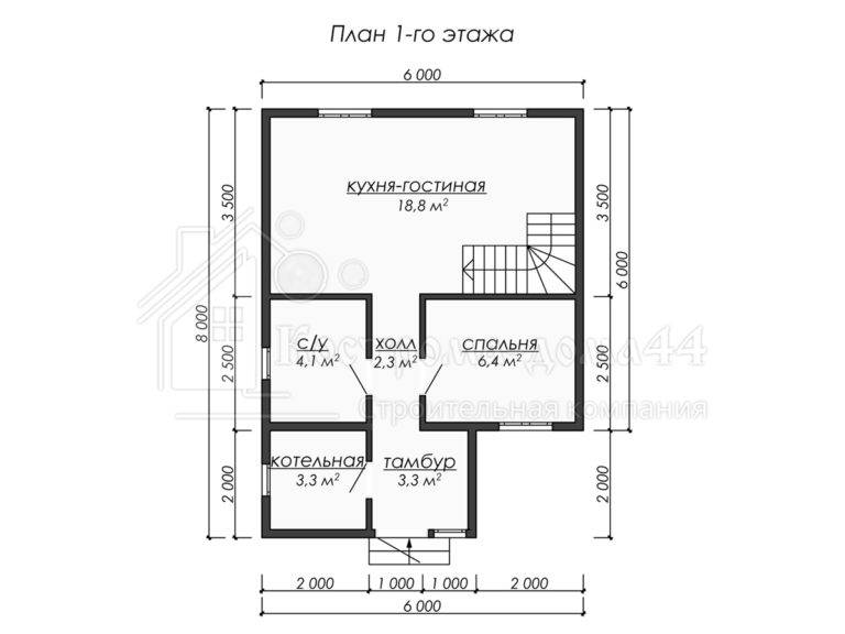 Дом из бруса 8x6 — проект ДБ-39, вид 2