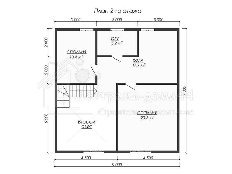 Дом из бруса 9x9 — проект ДБ-43, вид 3