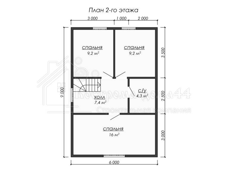 Дом из бруса 9x6 — проект ДБ-44, вид 3