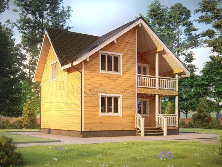 Дом из бруса 8x8 — проект ДБ-47, вид 1