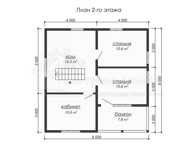 Дом из бруса 8x8 — проект ДБ-47, вид 3