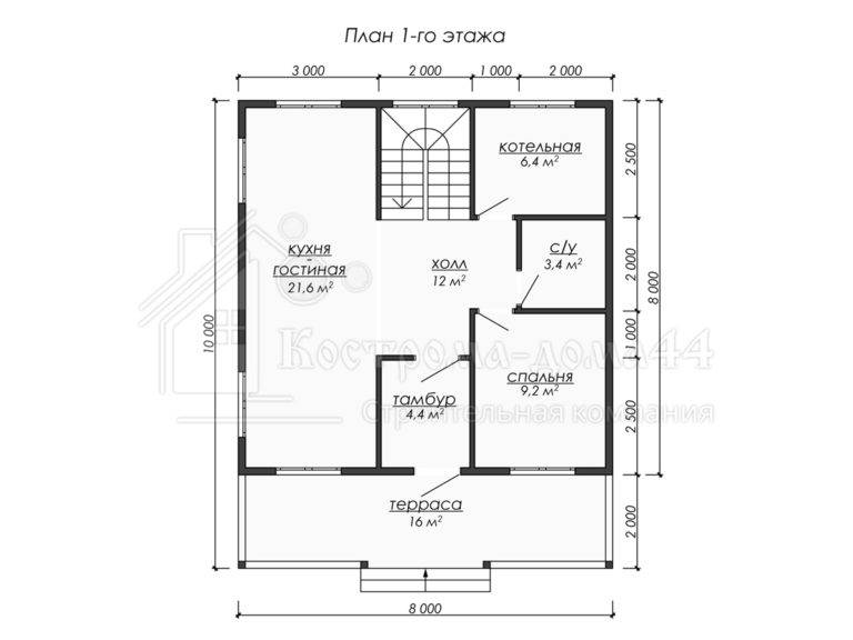 Дом из бруса 10x8 — проект ДБ-48, вид 2