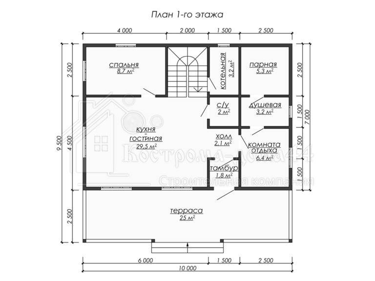 Дом из бруса 10x9,5 — проект ДБ-50, вид 2
