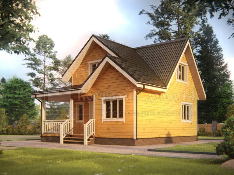 Дом из бруса 8x8 — проект ДБ-51, вид 1