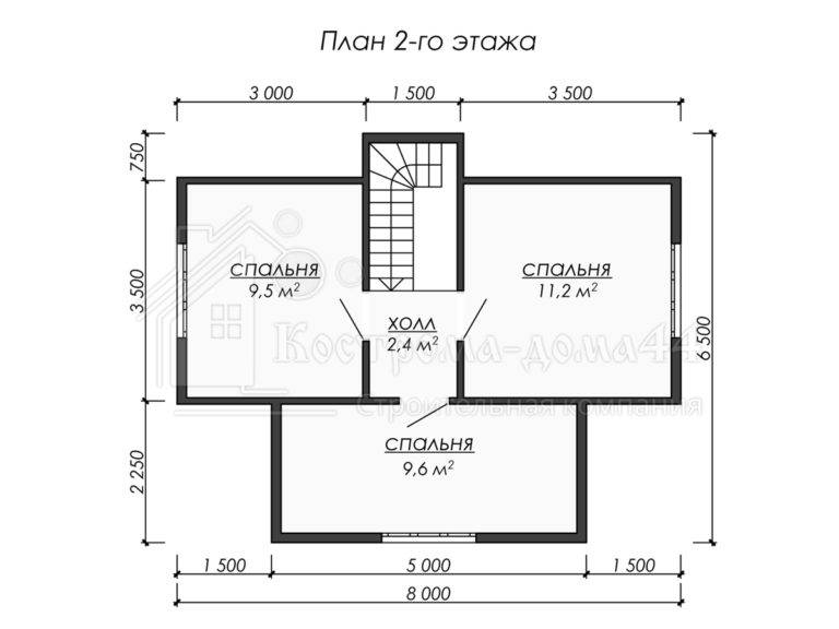 Дом из бруса 8x8 — проект ДБ-51, вид 3