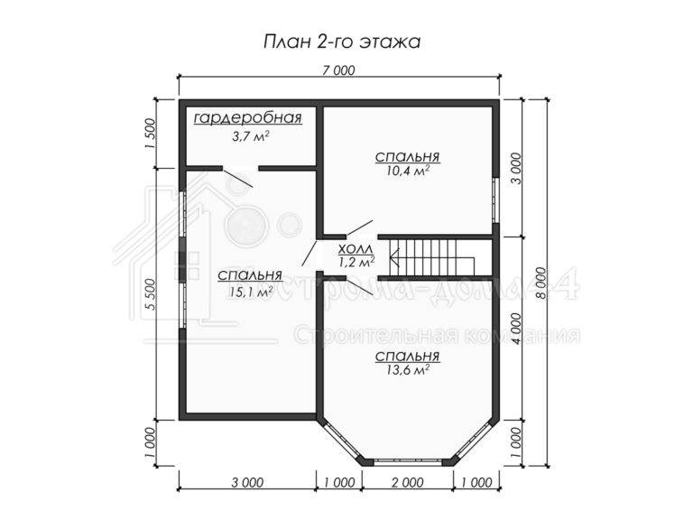 Дом из бруса 8x7 — проект ДБ-53, вид 3