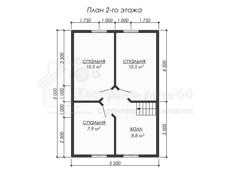 Дом из бруса 8x7 — проект ДБ-54, вид 3
