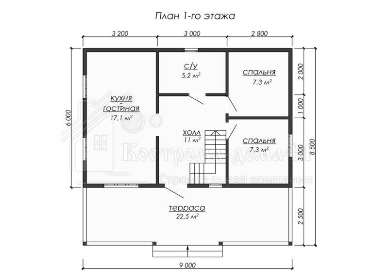 Дом из бруса 9x8.5 — проект ДБ-57, вид 2
