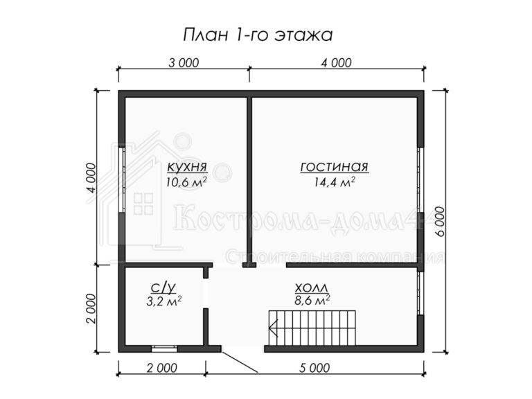 Дом из бруса 7x6 — проект ДБ-59, вид 2