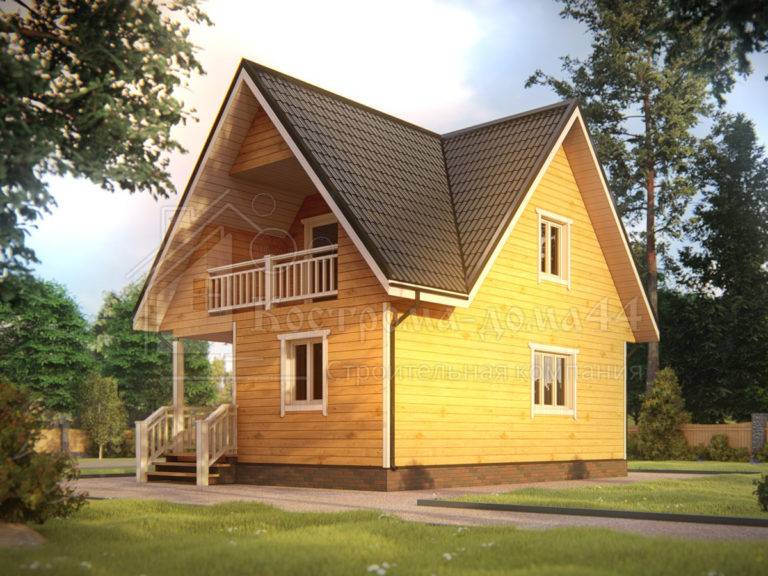 Дом из бруса 8x6 — проект ДБ-61, вид 1