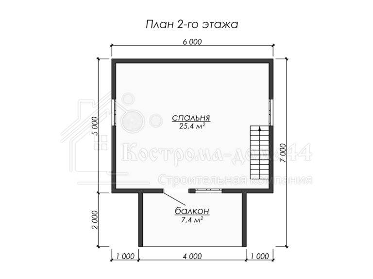 Дом из бруса 8x6 — проект ДБ-61, вид 3