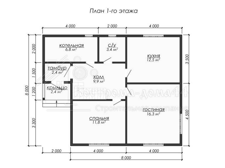 Дом из бруса 10x8 — проект ДБ-63, вид 2