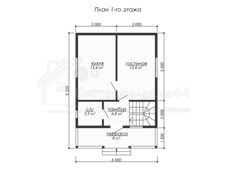 Дом из бруса 8,5x6 — проект ДБ-64, вид 2
