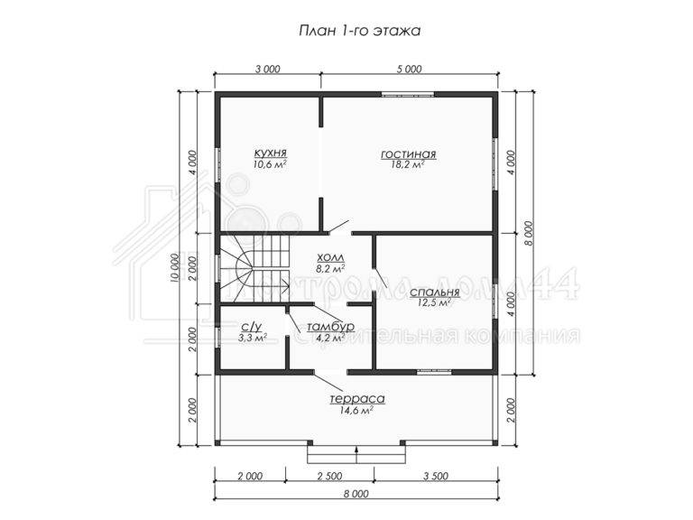 Дом из бруса 10x8 — проект ДБ-65, вид 2