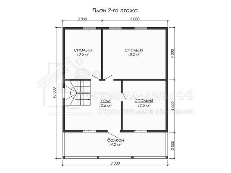 Дом из бруса 10x8 — проект ДБ-65, вид 3