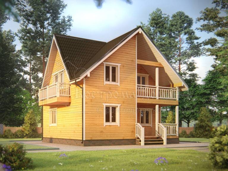 Дом из бруса 8x8 — проект ДБ-69, вид 1