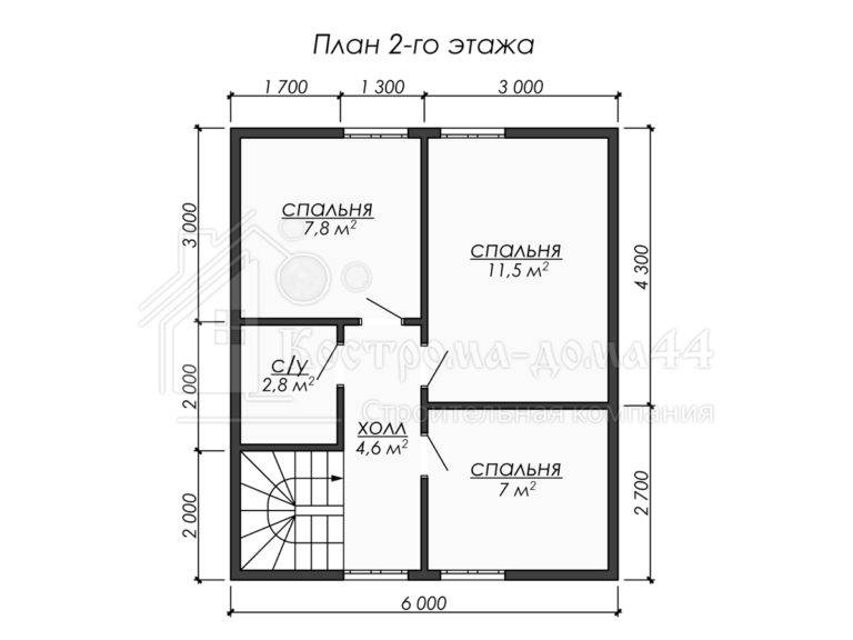 Дом из бруса 7x6 — проект ДБ-70, вид 3