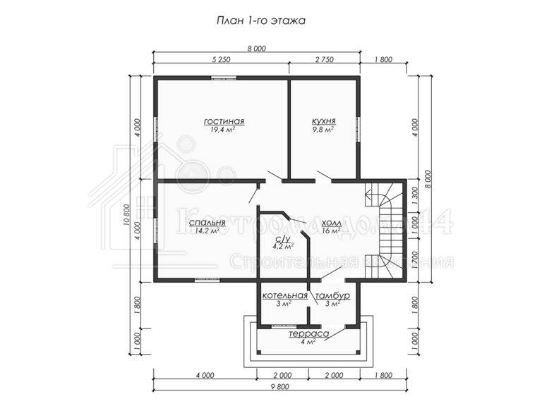 Дом из бруса 10,8x9,8 — проект ДБ-71, вид 2