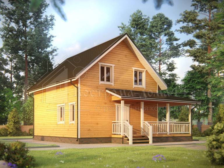 Дом из бруса 8x8 — проект ДБ-72, вид 1