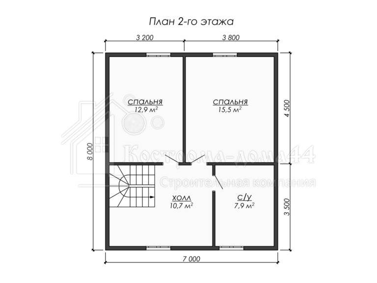 Дом из бруса 8x8 — проект ДБ-72, вид 3