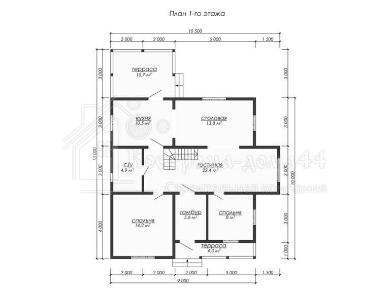 Дом из бруса 13x10,5 — проект ДБ-73, вид 2
