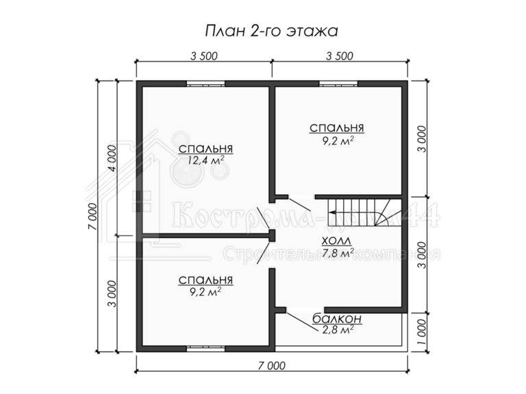 Дом из бруса 7x7 — проект ДБ-75, вид 3
