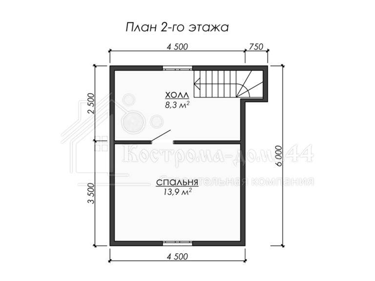 Дом из бруса 8x6 — проект ДБ-76, вид 3