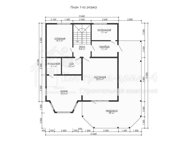 Дом из бруса 13,8x12,6 — проект ДБ-79, вид 2