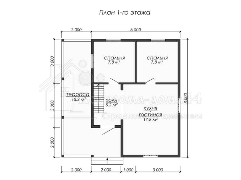 Дом из бруса 8x8 — проект ДБ-80, вид 2