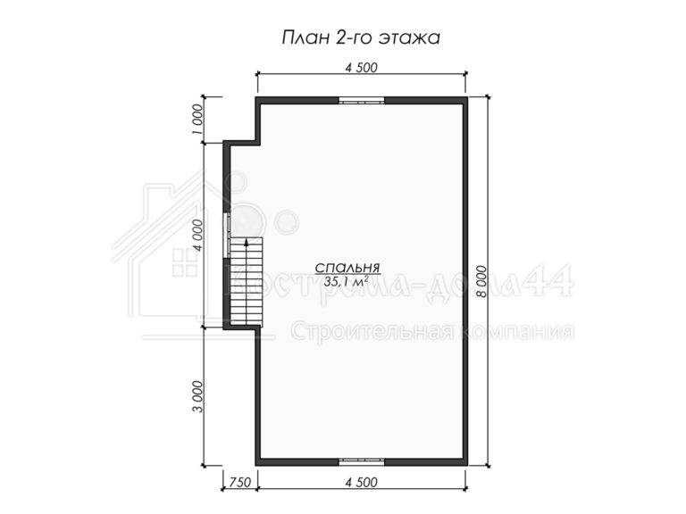 Дом из бруса 8x8 — проект ДБ-80, вид 3