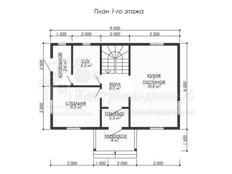 Дом из бруса 9x6 — проект ДБ-82, вид 2