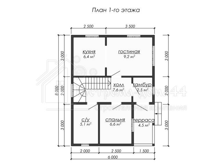 Дом из бруса 8x6 — проект ДБ-83, вид 2
