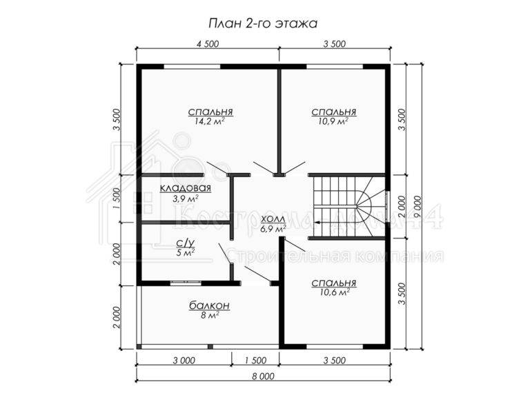 Дом из бруса 9x8 — проект ДБ-84, вид 3