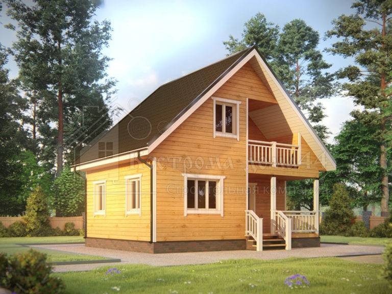 Дом из бруса 8x6 — проект ДБ-85, вид 1