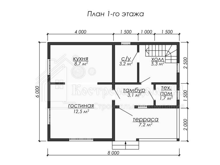 Дом из бруса 8x6 — проект ДБ-85, вид 2