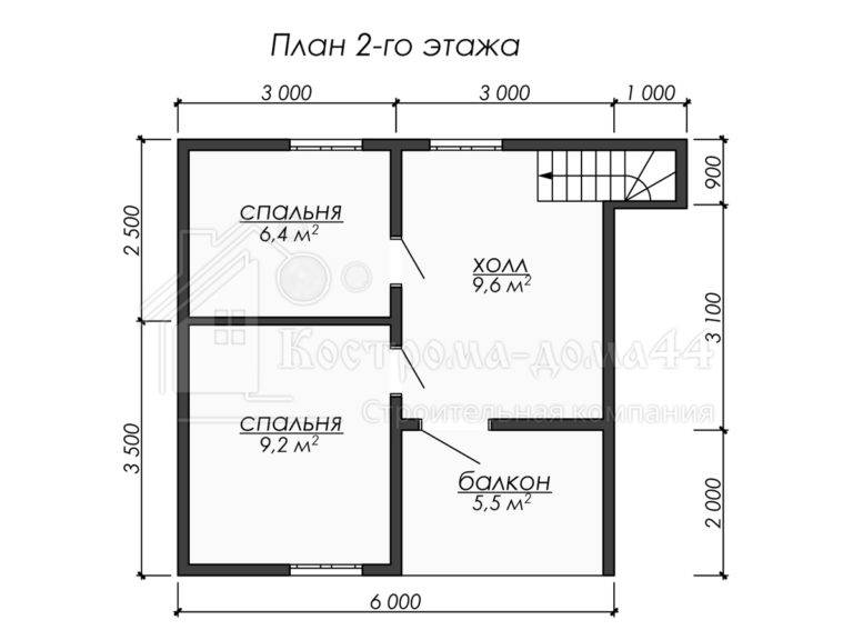 Дом из бруса 8x6 — проект ДБ-85, вид 3