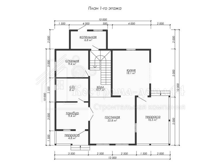 Дом из бруса 12x10 — проект ДБ-86, вид 2