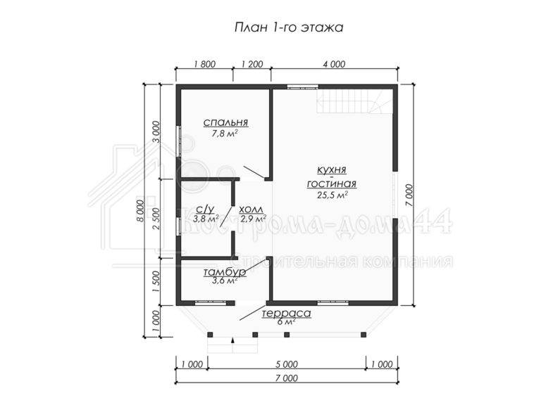 Дом из бруса 8x7 — проект ДБ-91, вид 2